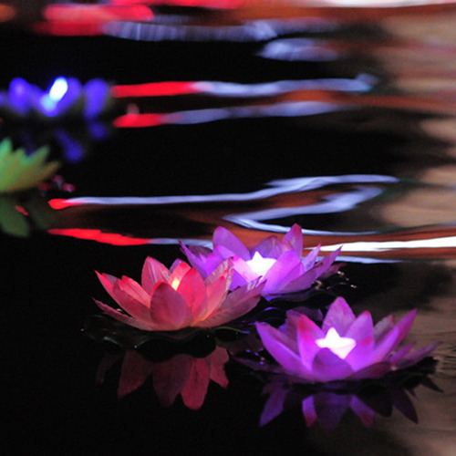 (paquete) Lámparas Flotantes De Flores De Loto En El Agua, P