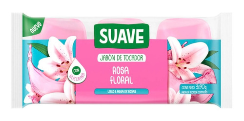 Imagen 2 de 8 de Jabon De Tocador En Barra Rosa Floral Suave 3x90g
