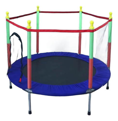 Cama Elástica 1,6m Diámetro Trampolin Infantil Soporta 60 Kg Lona De Salto Negro Cobertor De Resortes Azul