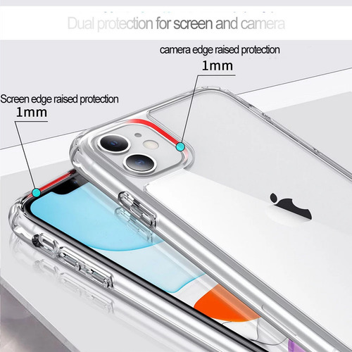 Imagen 6 de 9 de Funda Case Antishock iPhone Acrigel 2 En 1 + Mica Ct 21d 11h