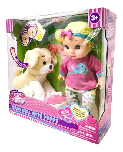 Imagen 5 de 8 de Muñeca Bebe C/ Perrito Sonido Original Tv Pce 5841 Bigshop