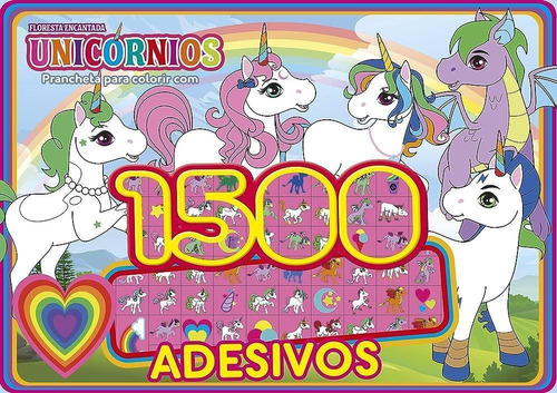 Prancheta Colorir Unicórnios 1500 Adesivos