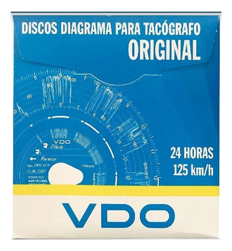 Disco Tacografo Diario 24 Horas 125 Km/h Vdo Caixa C/ 100 Un