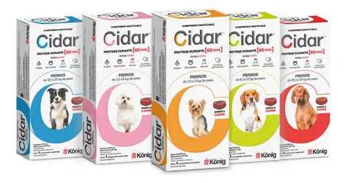 Cidar Pastilla Anti Pulgas Garrapatas Perros 12-25kg König Color Azul
