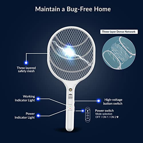 Wbm Smart Bug Zapper, Raqueta Eléctrica Recargable Mos...