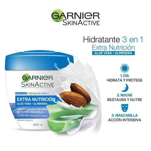 Crema Hidratante 3 en 1 Extra Nutrición Garnier Skin Active de 200mL