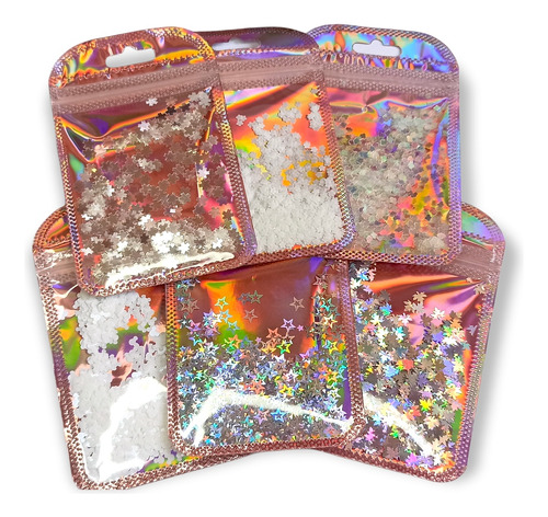 Pack 6 Glitter Para Encapsulado De Uñas 