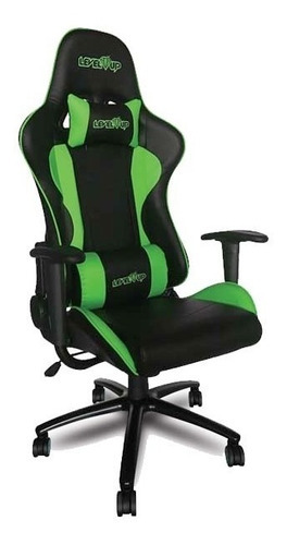 Silla Gamer Level Up Reclinable Gaming Pc Ps Youtuber Color Verde Material Del Tapizado Cuero Sintético