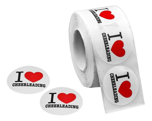I Love Cheerleading Stickers  Round Cheerleading Sti...