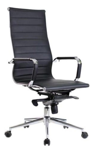 Sillón Ejecutivo Ecocuero Pata Cromada Aluminium Alta Negro