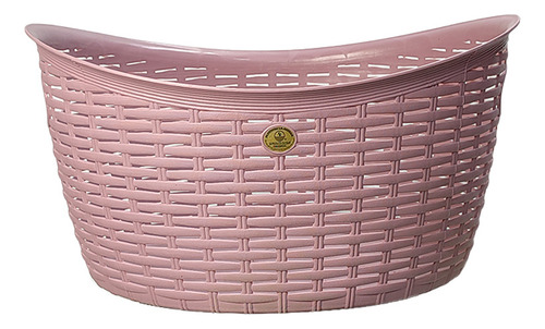 Pack 2 Canasta Cesto Ropa Sucia Ovalada Agarradera Plastico Color Rosa