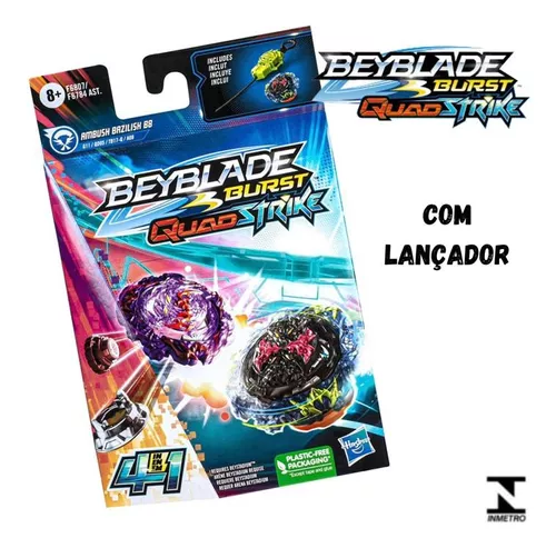 Beyblade Lançador Hasbro QuadStrike Ambush Bazilisk - Pião de Batalha e  Acessórios - Magazine Luiza