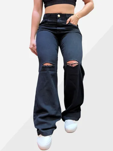 Calça jeans feminina rasgadinha preta sales