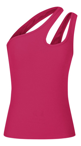 Top Corto Con Tirantes Irregulares De Punto Liso A La Moda P