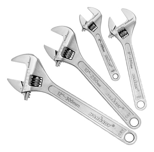 Horusdy 4-piece Ajustable Wrench Set, Cr-v Steel, Crescent W