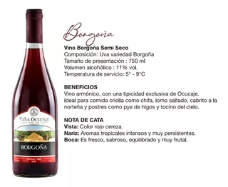 Vino Borgoña Semi Seco X 750ml - Ocucaje