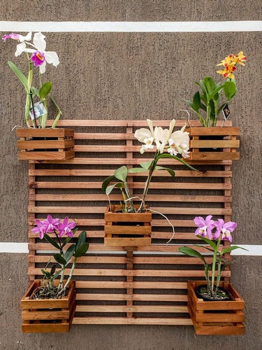 Painel De Madeira Modular Jardim Vertical Plantas Orquídeas | Frete grátis