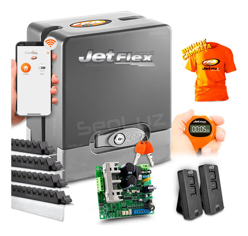 Kit Motor Ppa Deslizante Jetflex Wifi 4m Crem App Portão 650