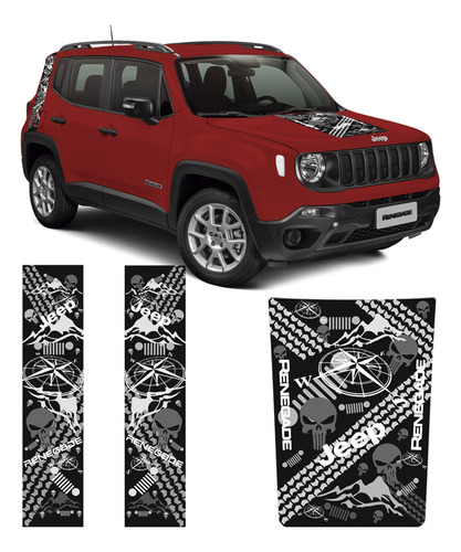 Faixa Jeep Renegade Adesivo Lateral E Capô Bússola Grafite