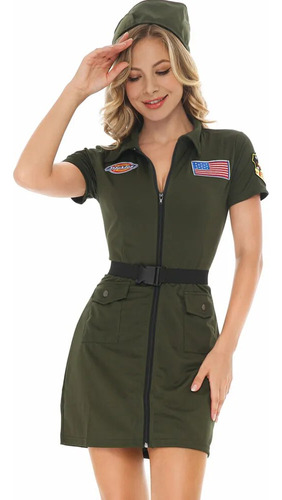 Disfraz Militar Sexy De Pilot Army Para Halloween, Para Muje