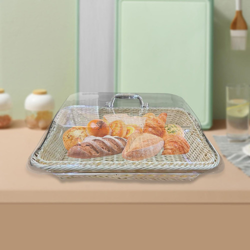 L Cesta De Pan Tejida Con Tapa Y Bandeja (40 X 30 X 15 Cm),