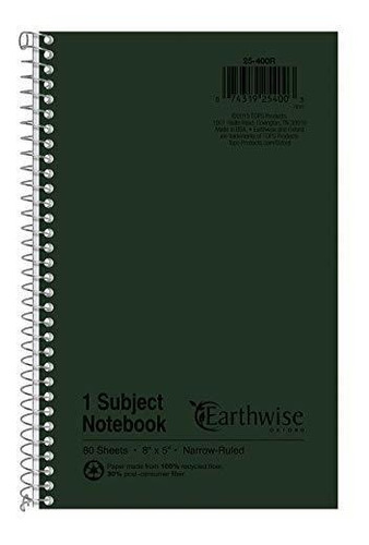 Ampad Solo Alambre Notebook, Reciclado, Tamaño 8x5, 1 Asunto