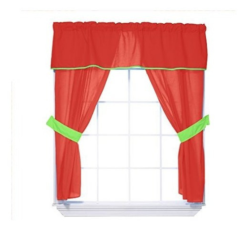 Cortina Valance De 5 Piezas, Naranja/verde Para Cuna