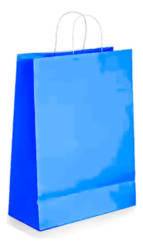 12 Bolsas Papel Kraft Colores 21x15x8cm Azul Rey Con Asa