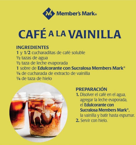 Edulcorante Endulzante Sucralosa Members Mark 660 Sobres 1 G