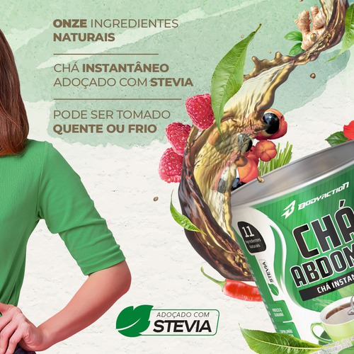 Bodyaction Té Abdomen Misto Solúvel 140g Hibisco Guaraná Carqueja Sabor Mix de ervas