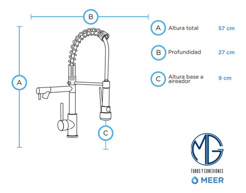 Meer Cnx Mzm8110f Mezcladora Monomando Fregadero Flexible