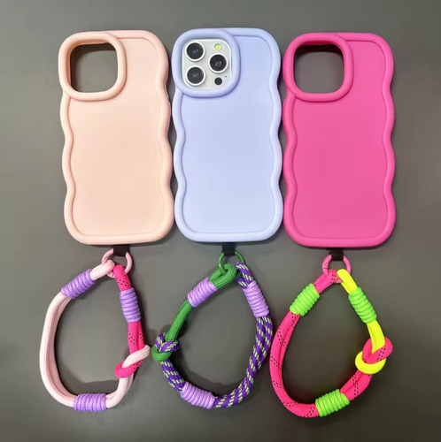 Funda Para Iphone 16 Pro Max + Correa + Mica + Envio Gb01 Negro Y Morado