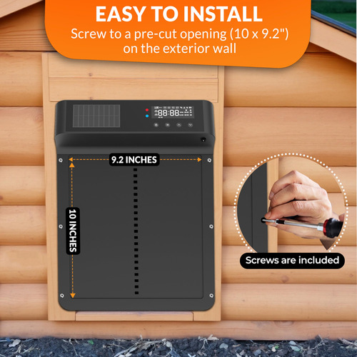 Puerta Automática De Gallinero Marca Xyz Modelo Abc Solar Negro