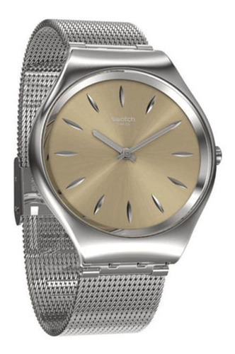 Reloj Swatch Mujer Syxs133m Skingoldenblink Color de la malla Plateado Color del bisel Plateado Color del fondo Plata