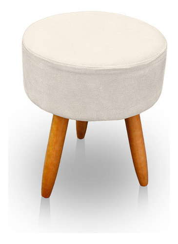 Kit de 2 puffs redondos para sala de estar y dormitorio, gamuza beige- Jylcrom