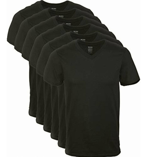 Gildan, Camiseta Interior Cuello-v Para Hombres, Negro6 Color Negro(6 Unidades)