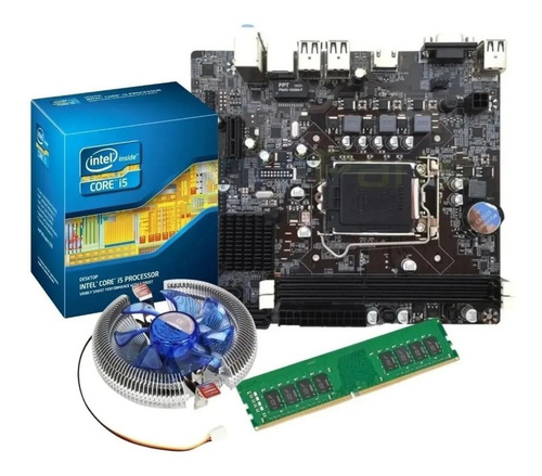 Kit Processador I5 3470 + Placa H61 1155 + 8gb Ddr3 1600mhz Cor Preto