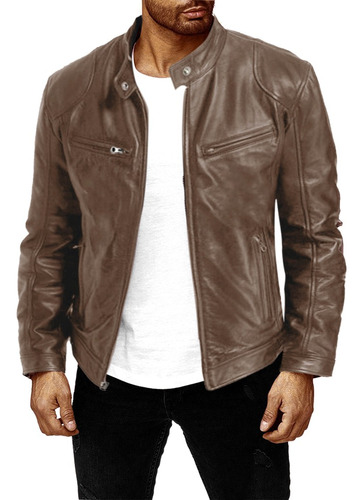 Chaqueta Vintage De Cuero Para Hombre, Manga Larga, Para Inv