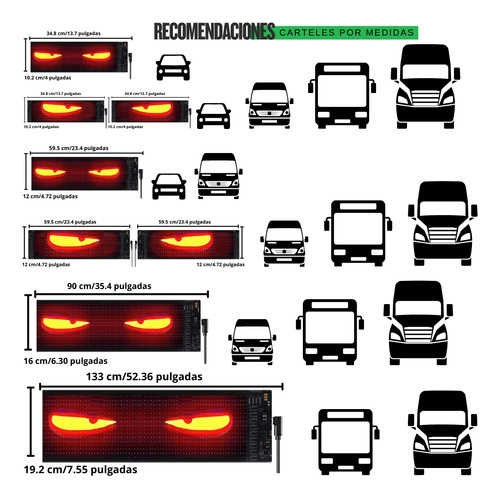 Combo 2 Letrero Led Luminoso Programable 59.5x12 Auto-camión