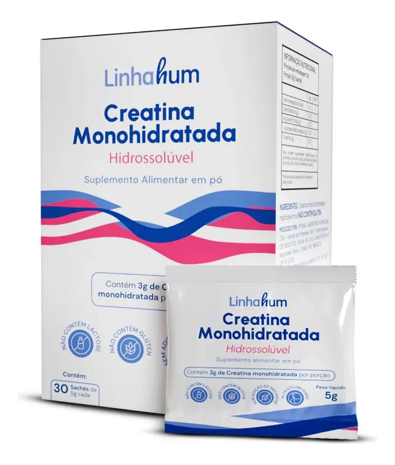Creatina 100% Monohidratada Maltodextrina Solúvel Linhahum Sabor Neutro