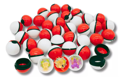 30 Pokebolas Con Stickers Y Figuras Poke Mon Piñatas Y Maqui