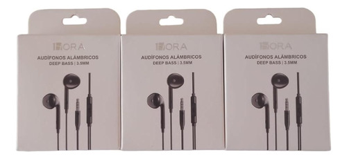 Pack De 3 Audifonos Alambricos Deep Bass 1hora 3.5mm Negro