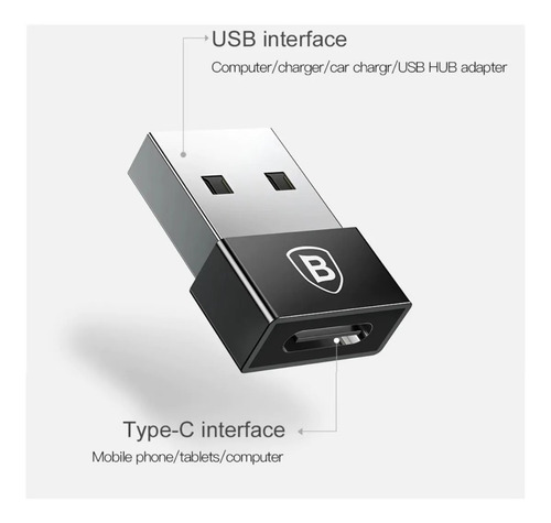 Adaptador Usb Macho Para Type-c Fêmea Original Baseus