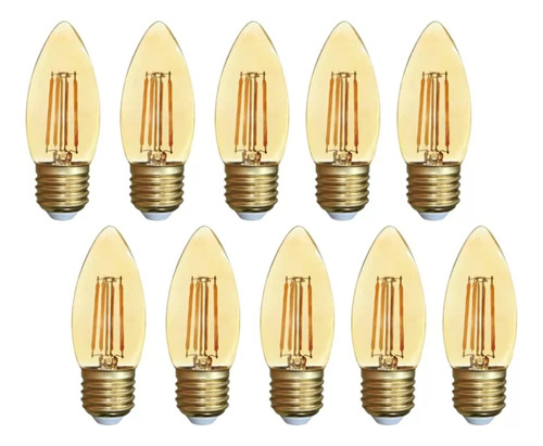 Pack 10 Ampolletas Led Edison Para Guirnalda C37 4w E27