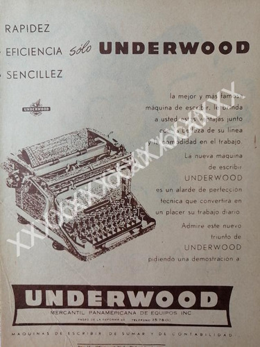 Cartel Retro Maquinas De Escribir Underwood 1953 /28