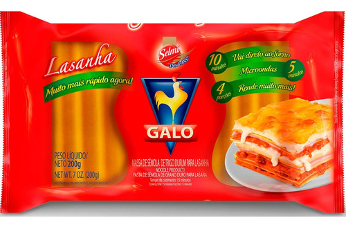 Caja 14 Pasta Pasticho Directo Al Horno Galo 200gr 0481 Ml.