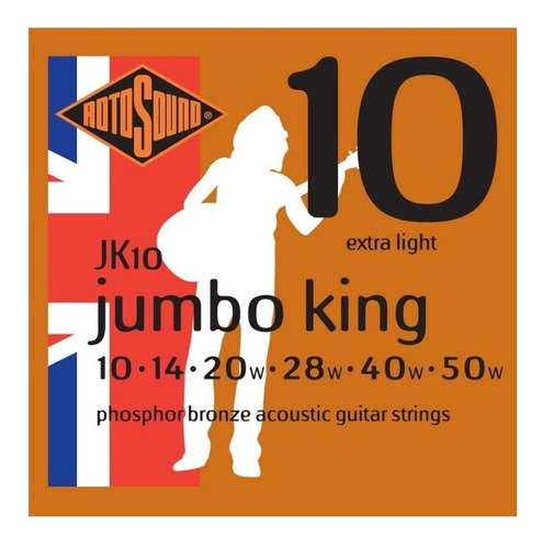 Encordado Rotosound Para Acústica Jk10 Jumbo King .010-050 