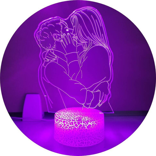 Lámpara Luz Led Acrílico Regalo De Aniversario, Besos Pareja