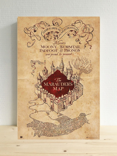Cuadro Harry Potter Mapa De Merodeador  Regalo 20x30