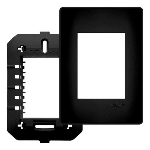 Placa Com Suporte 4x2 3 Módulos Preto Fosco Black Fame 4075